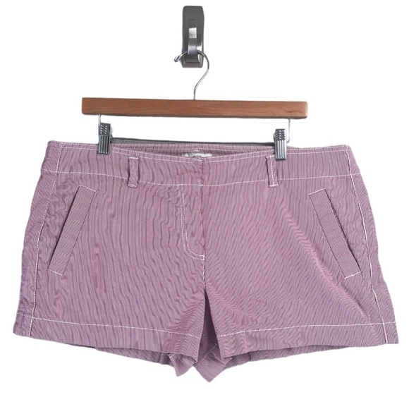 LOFT 3” Red White Stripe Snap Button Pockets Mid Rise Womens Shorts Summer Short - Picture 1 of 14
